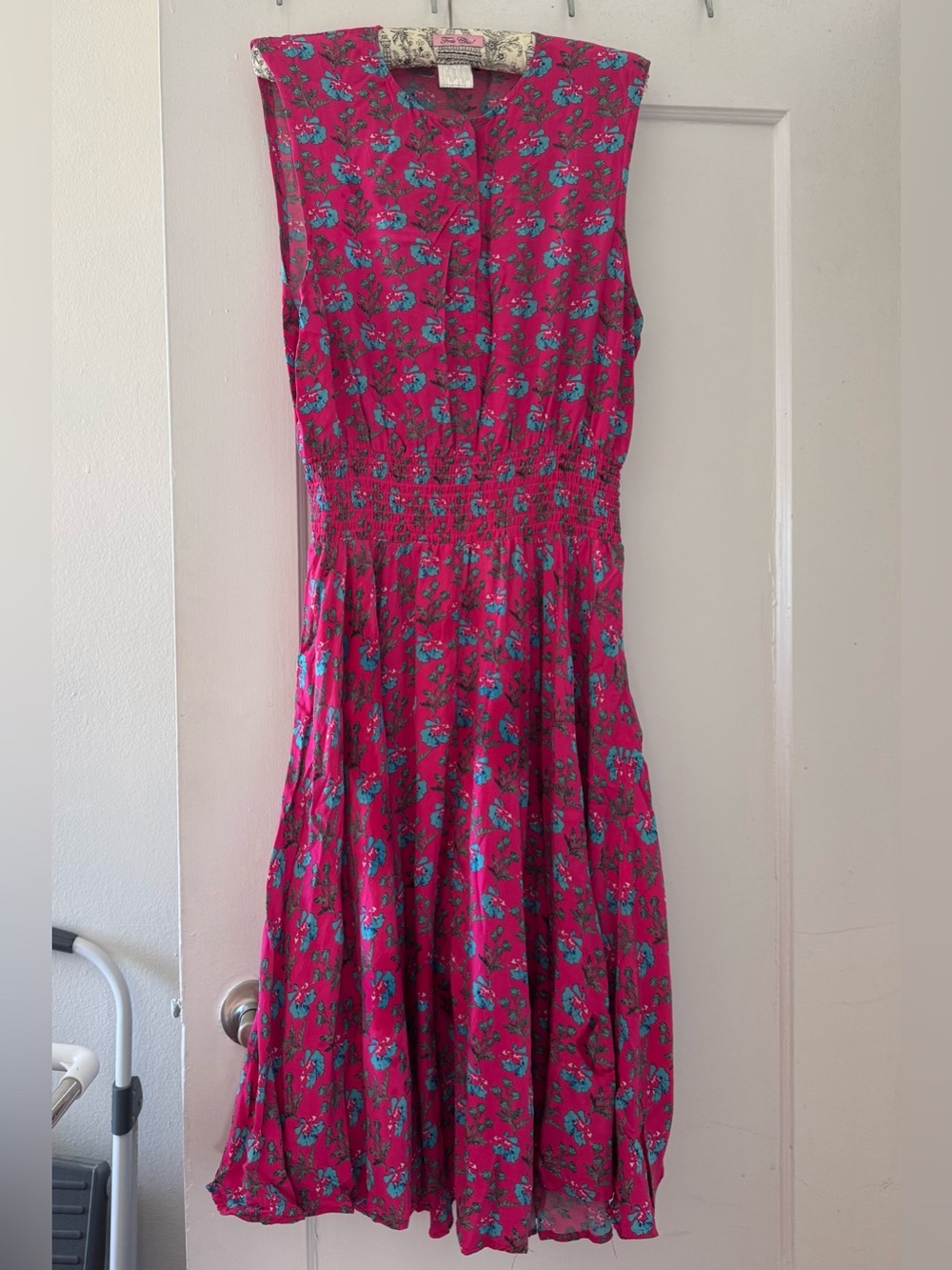MAJE Pink Floral Sleeveless Midi Dress-size 3/L